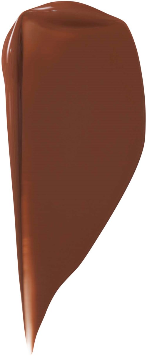 A swirl of brown chocolate with a glossy surface and a rounded shape.