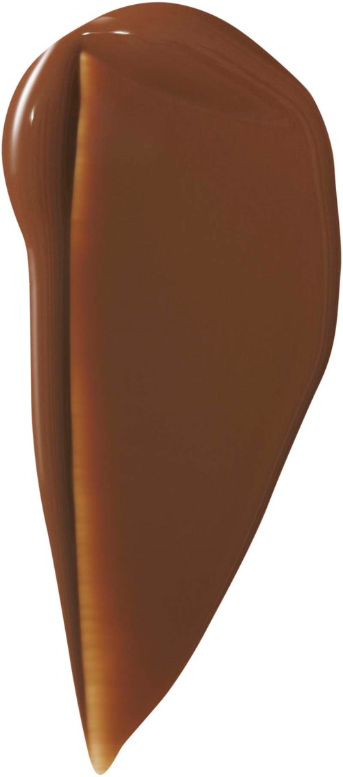 A chocolate piece covered in smooth, glossy milk chocolate with a curved shape.