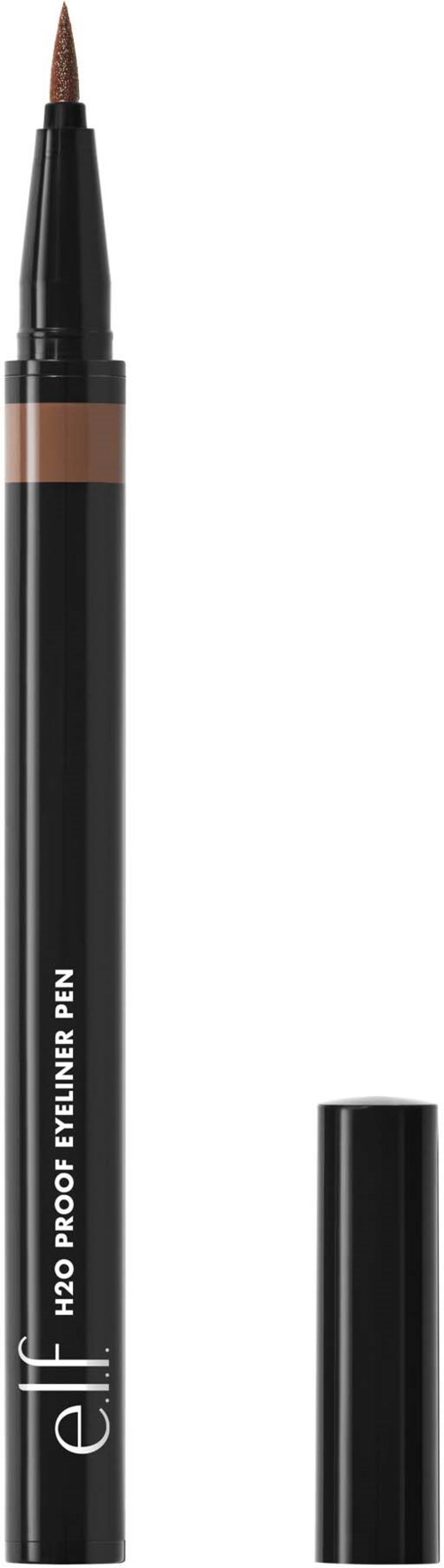 Musta kajalipennan, jossa on kierrekorkki, ja teksti 'e.l.f. H2O Proof Eyeliner Pen.'
