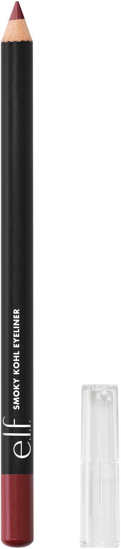 Musta ja punainen huultenrajauskynä, jossa on läpinäkyvä suojus. Kynässä on teksti "elf" ja "Smoky Kohl Liner".