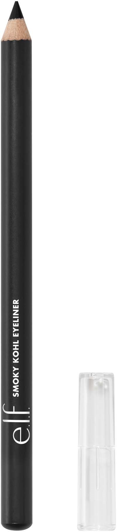 Mustepennämäinen kynä, kristallinen suojuksen kanssa, merkitty 'elf' ja 'Smoky Kohl Eyeliner' h makeup.