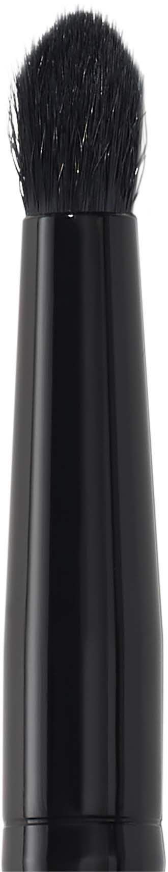 A black makeup brush with soft bristles and a sleek handle.