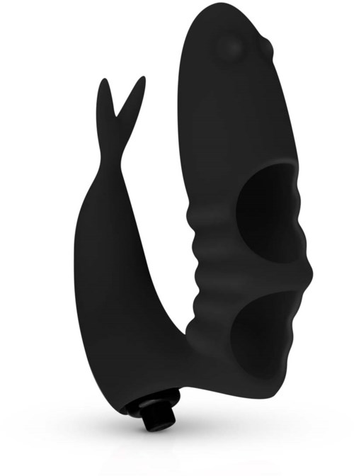 A black, handheld device with a curved shape and textured grip. It has a trigger and a distinctive design.