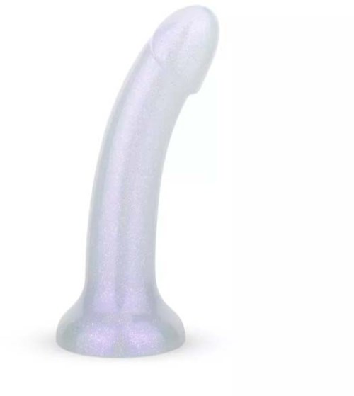 A white, curved object with a rounded tip, resembling a small, abstract sculpture or figurine.