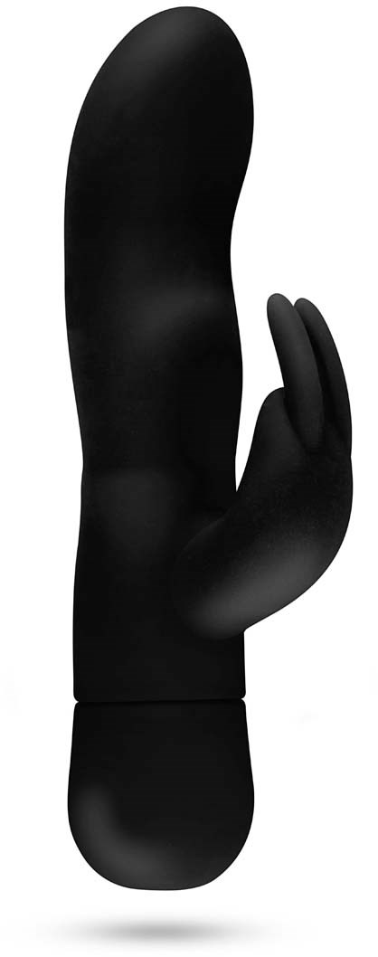 A black silicone object that resembles a finger with a small hand attached, designed for personal use.