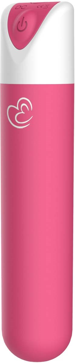 Ein pink-weißer zylindrischer Gerät mit einem Ein/Aus-Knopf an der Spitze, möglicherweise ein tragbarer Staubsauger oder Luftreiniger.