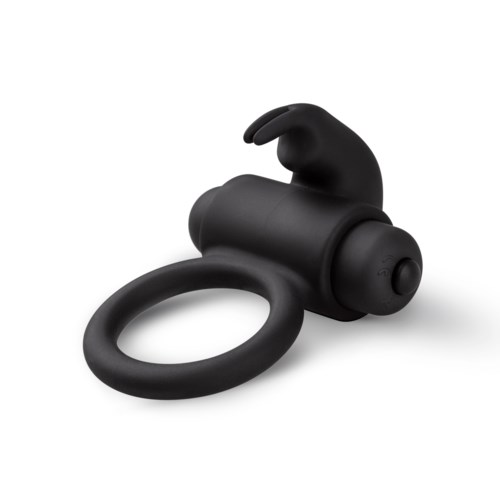 Ein schwarzes, kleines Gerät mit einem Ring und einem Handförmigen Teil, möglicherweise ein Gadget oder Zubehör.