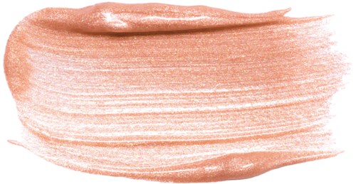 Eine glatte, pfirsichfarbene Make-up-Probe mit glänzenden und matten Bereichen auf weißem Hintergrund.