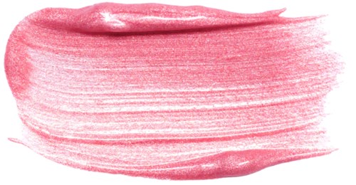 Pink lipstick swipe on black background, smooth and shiny surface.