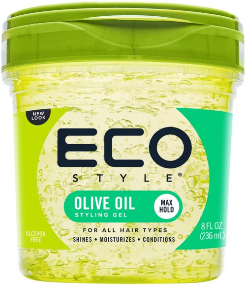 Grüner Behälter von Eco Style Olivenöl Stylinggel für alle Haartypen, alkoholfrei, 8 Fl oz.