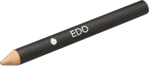 Ein schwarzer Holzstift mit einem kleinen weißen Symbol und dem Wort 'EDO'.