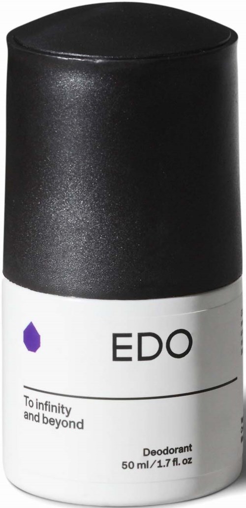 A black and white deodorant stick with the brand name ED and language suggesting it lasts long.