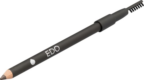 A black pen with a sharpened tip, logo, and the word 'EDO' written on the side, used for writing.