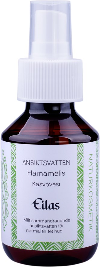 Bruine sprayfles met witte pomp, label in het Nederlands, over gezichtswater voor normale tot vette huid.