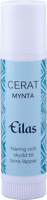 A small white and blue tube, labeled in Swedish, for skin care on dry lips.