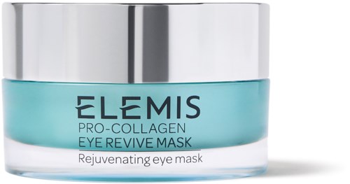 Elemis silmämaski, silmillä uudistava, hopeanvärinen kansi ja sininen sisältö.