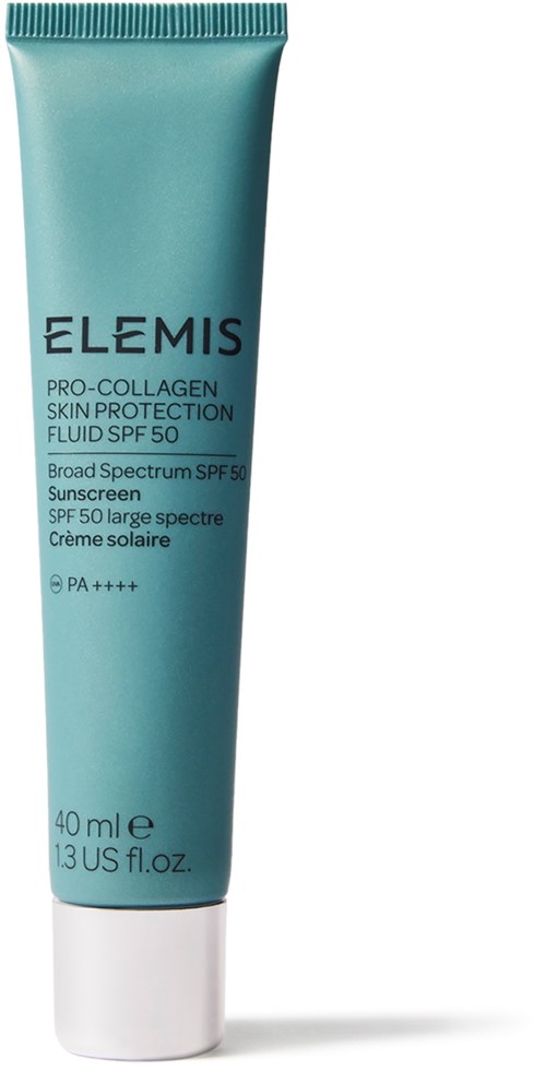 Vaaleansininen putki aurinkovoiteelle SPF 50, 40 ml, ja merkki ELEMIS.