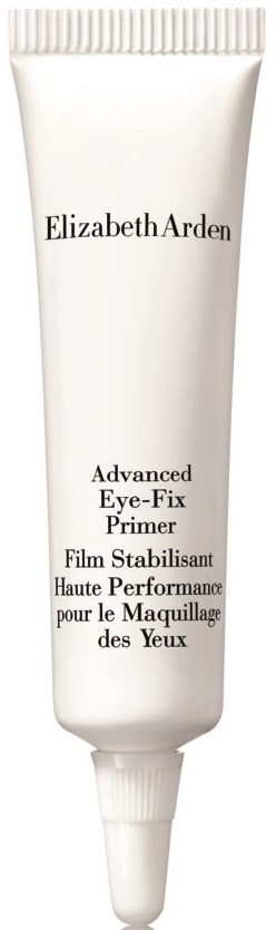 Eine weiße Tube mit schwarzem Text für Elizabeth Arden Advanced Eye-Fix Primer.