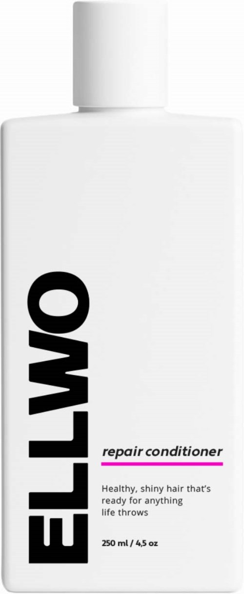 A white bottle labeled ELTLO repair conditioner for shiny hair, containing 250 ml or 4.5 oz.