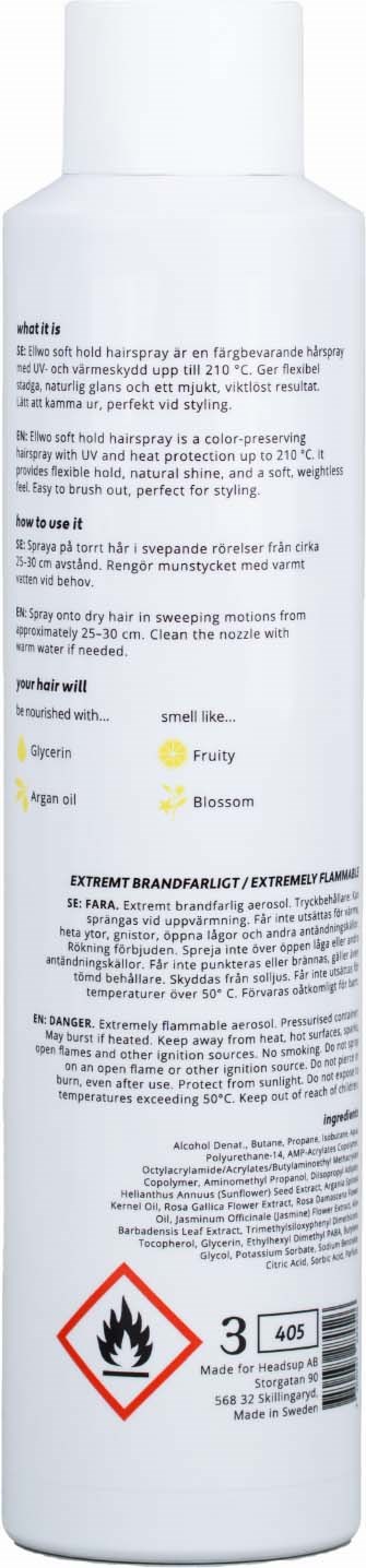 A white bottle with a warning symbol, text about ingredients, uses, and safety precautions. Small and tall shape.
