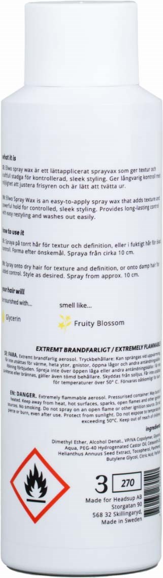 This is a white spray bottle with text and hazard symbols, indicating it contains a flammable product.