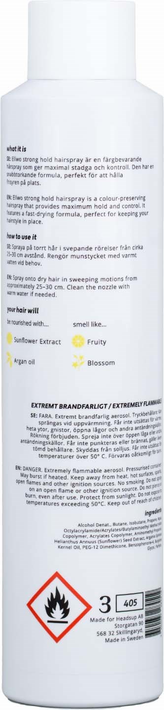 A white bottle with a warning symbol and instructions for use, possibly a hair or skin care product.