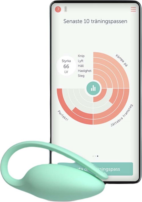 Ein Smartphone zeigt Fitnessdaten mit einem rosa und weißen Kreisdiagramm, das Fortschritte in verschiedenen Trainingsbereichen anzeigt.