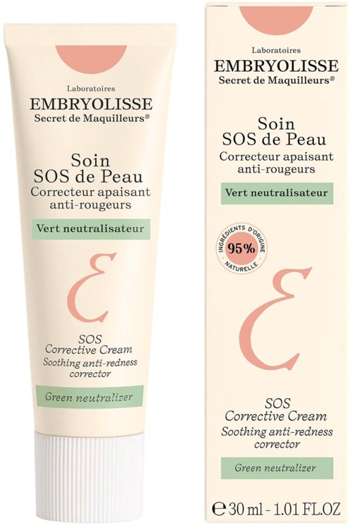 A tube and box of skincare cream labeled with soothing and anti-redness ingredients, emphasizing green neutralizer and natural ingredients.