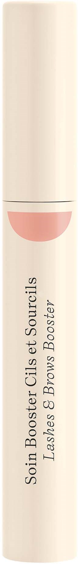 A white tube labeled "Soin Booster Clair Sourcils Lashes & Brows Booster" stands upright.
