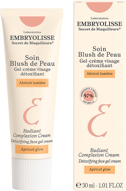 Tuubi ja rasia Embryolisse-naamiohoidossa, joka kirkastaa ihoa aprikoosin hehkulla, 30 ml.