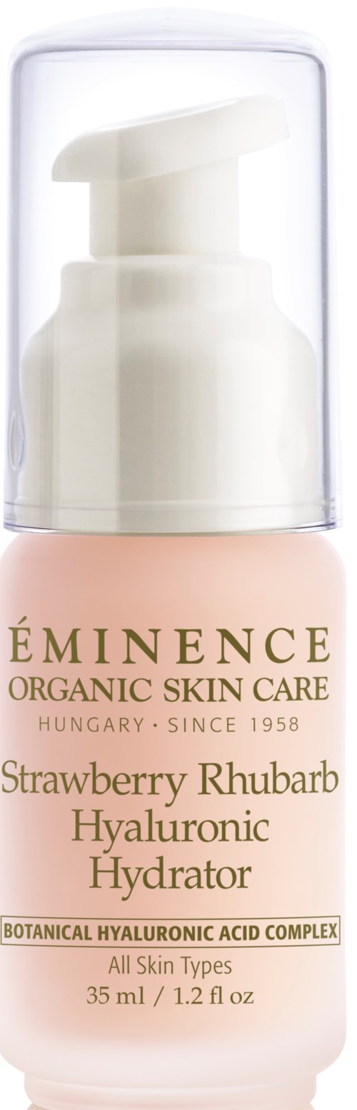 En flaska ansiktskräm från Eminence Organic Skin Care med jordgubbar, rabarber och hyaluronsyra, 35 ml.