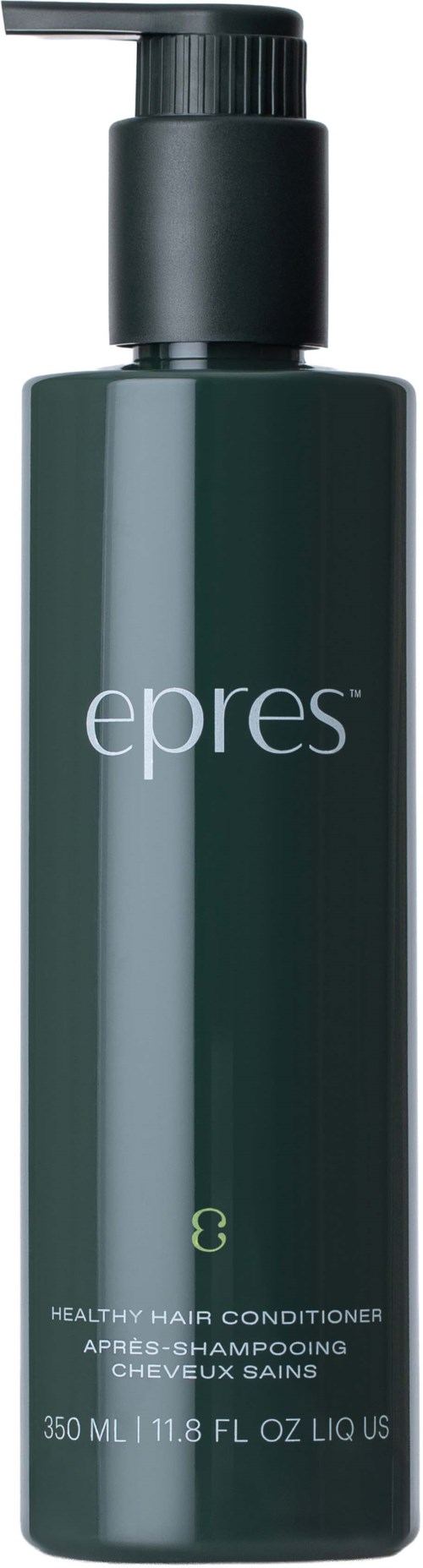 A dark green bottle with a pump, labeled Epres, for healthy hair conditioner, 350 ml.