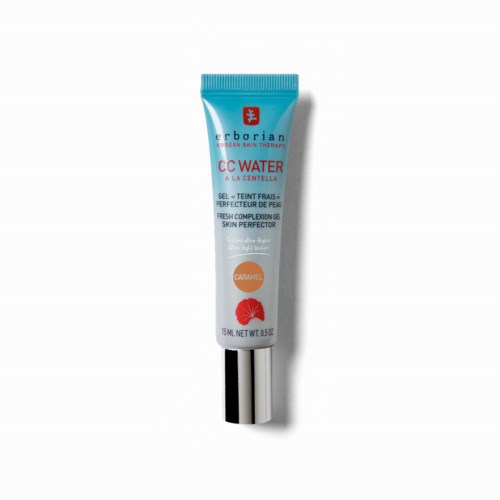 Kleine Tube Erborian CC Water mit blauer Kappe, für Hautreparatur und Aufhellung.