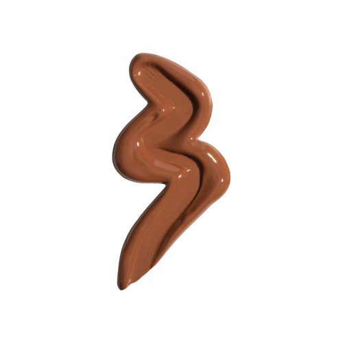Eine dicke Linie aus brauner Creme schlängelt sich in Zickzackform vor einem weißen Hintergrund.
