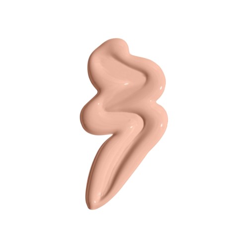 Eine geschwungene Linie aus beiger Creme oder Lotion auf weißem Hintergrund.