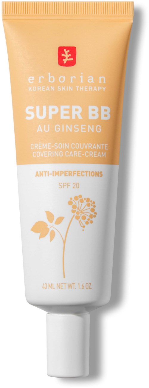 A tube of Erborian Super BB cream with Ginseng, SPF 20, for covering skin imperfections.