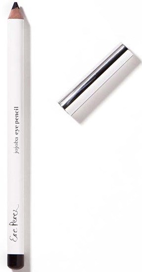 Valkoinen kynä, jossa lukee 'biotag eye pencil' ja kiiltävä hopeakorkki valkoisella taustalla.
