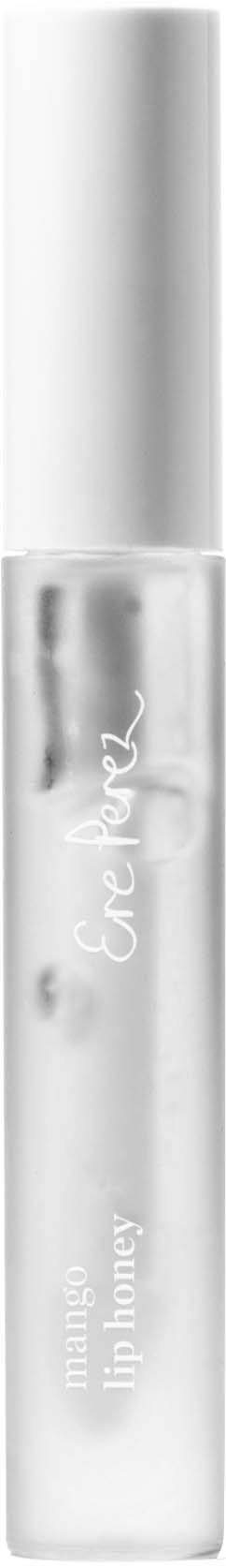 Ett klart rör märkt 'mama lip honey' med en silverlock. Det är ett läppglans eller läppbalsam.