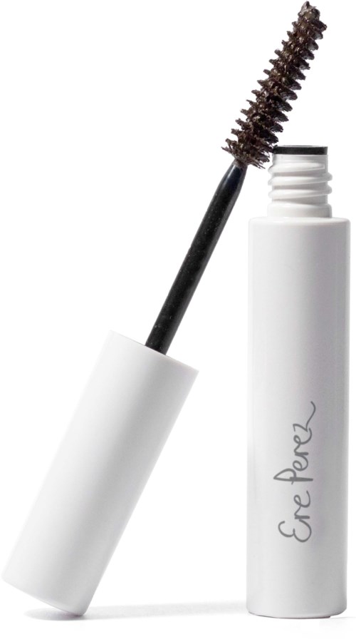 Een witte tube oogprimers met een spoolieborsteltje bovenop, gelabeld "Eye Primer".