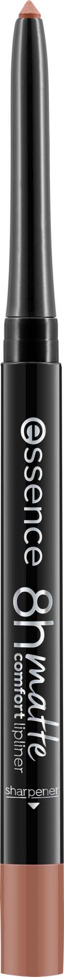A black eyeliner pencil with a beige tip and white text on a black background.