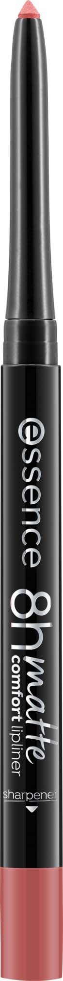 A black makeup pencil with a pink tip and white text, labeled essence 8h mate. It is a cosmetic product.