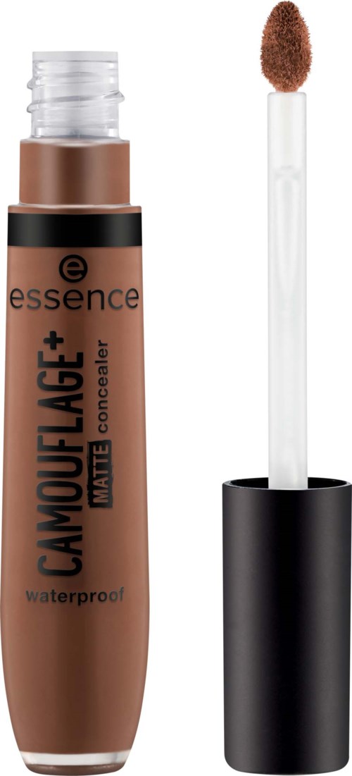 En flaska concealer från Essence med en brun applikatorstav och svart lock.