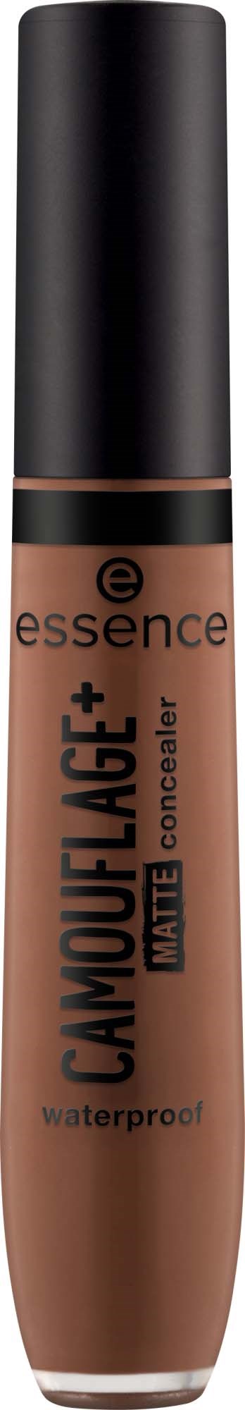 En tub med Essence Concealer märkt 'Camouflage +'. Den är vattentät och avsedd för att täcka hudfel.