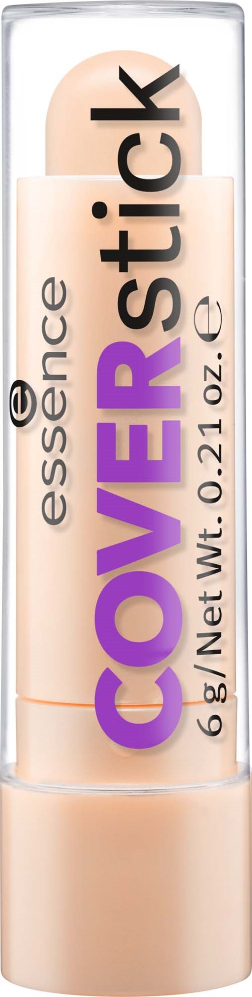 Een lipgloss met een doorzichtige dop, beige kleur en paarse en zwarte tekst op de tube.