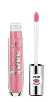 Läppglans i rosa med applikator, märkt 'essence extreme shine volume.'