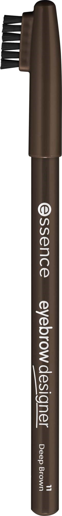 A brown eyebrow pencil with a brush on one end and text on the other.