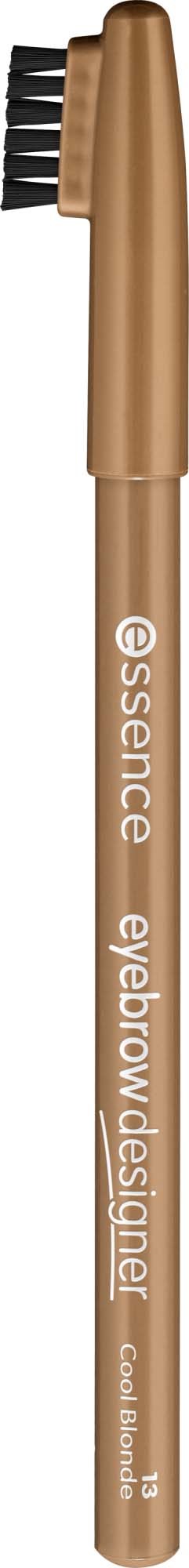 A brown eyeliner pencil with a brush on one end and printed words on the body.