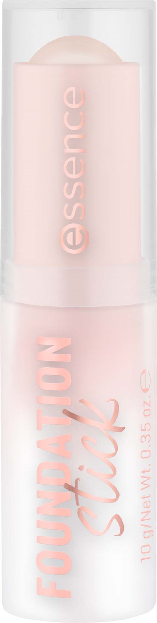 Eine hellrosa Flasche mit Foundation-Stift und rosa Text FOUNDER Lipstick. Auch der Markenname essence ist sichtbar.