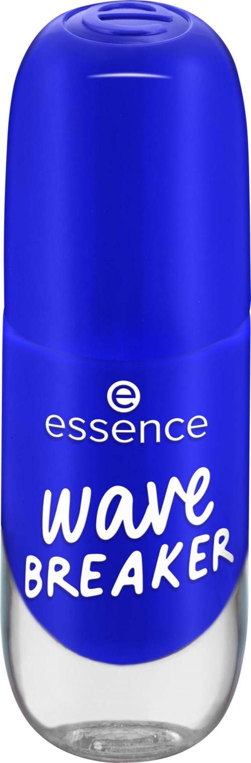 En blå sprayflaska med silverfot märkta "essence wave breaker."