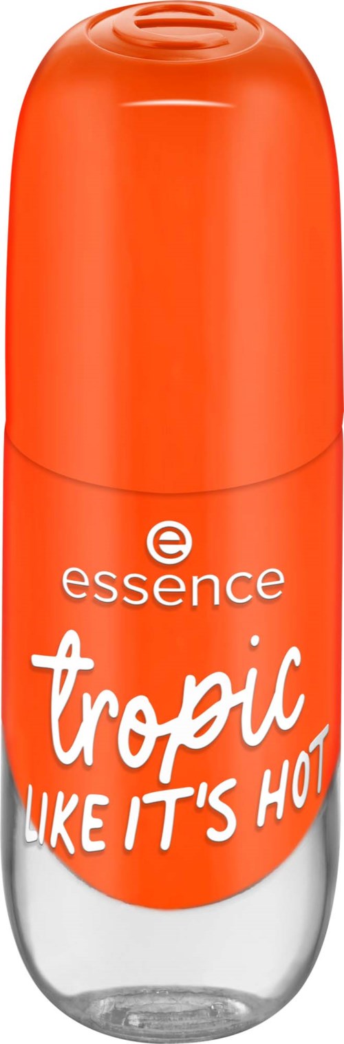 A bright orange roll-on deodorant bottle with the words "Tropic like it's hot" on it.